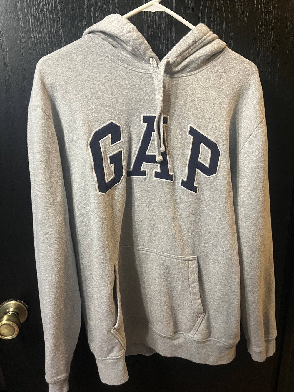 GAP Light Gray Hoodie with Navy Logo